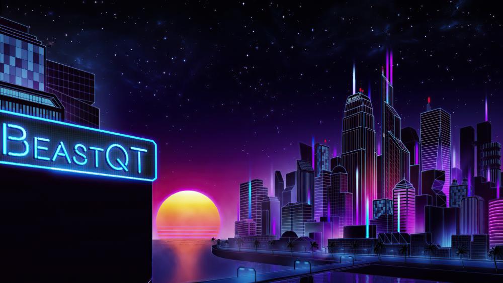Neon Dusk in Retrowave Metropolis wallpaper