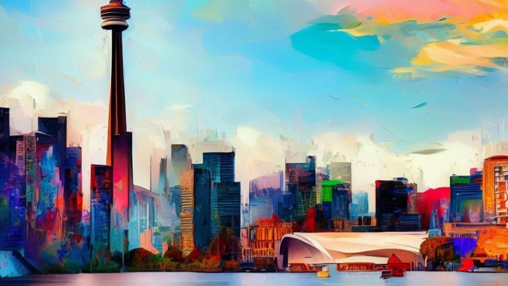 Contemporary Toronto skyline wallpaper