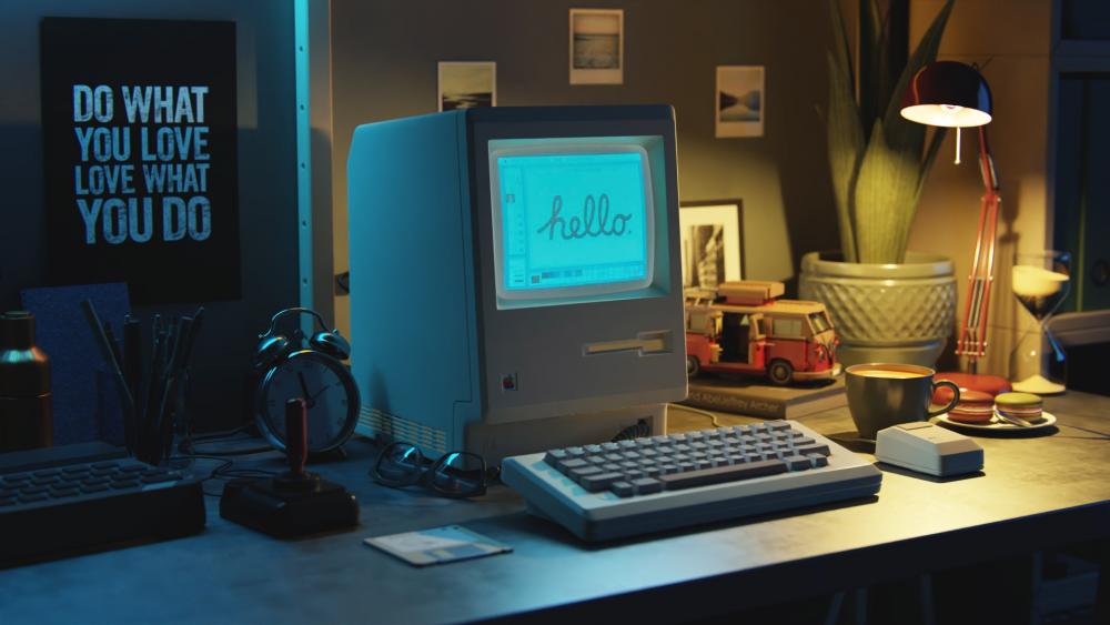 Vintage Macintosh Welcoming You wallpaper