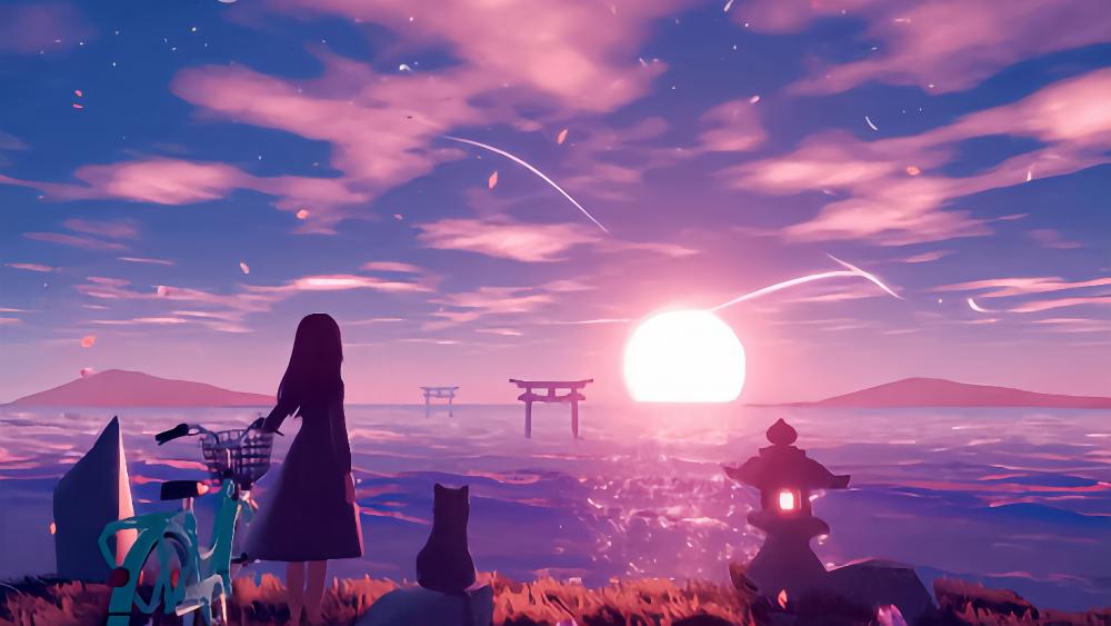 Anime Sunset Dreamworld wallpaper