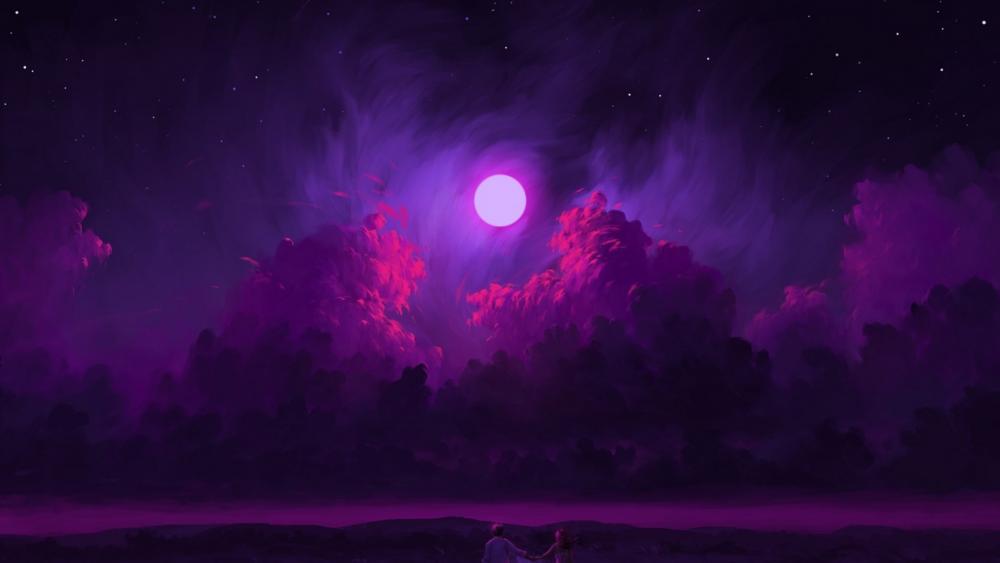 Mystical Purple Night Sky wallpaper