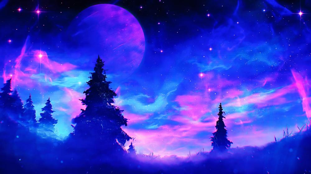Starry Anime Night Sky wallpaper