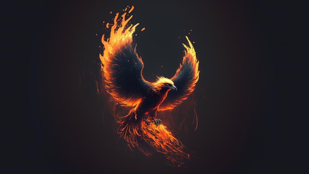 Majestic Phoenix Rising in Fiery Splendor wallpaper