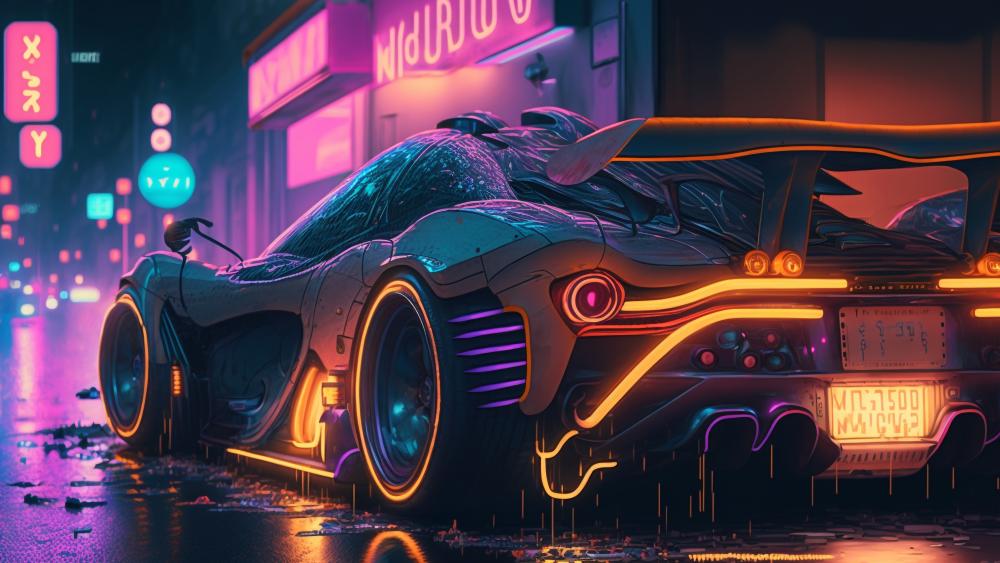 Neon Blaze Cyber Ride wallpaper