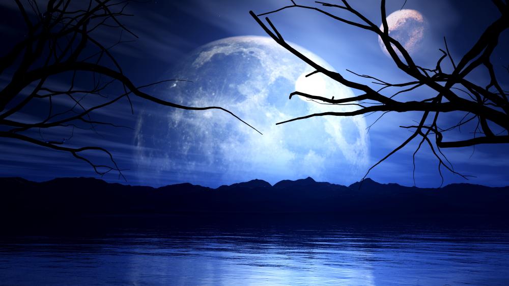 Mystical Moonlit Night Landscape wallpaper