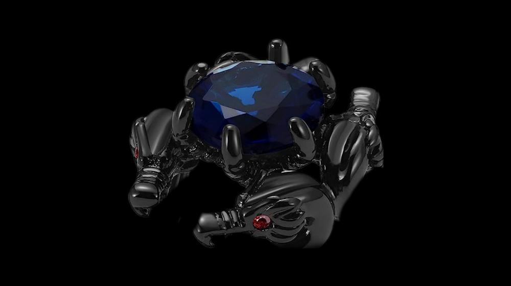 Mystical Black Scorpion with Sapphire Gemstone Art wallpaper