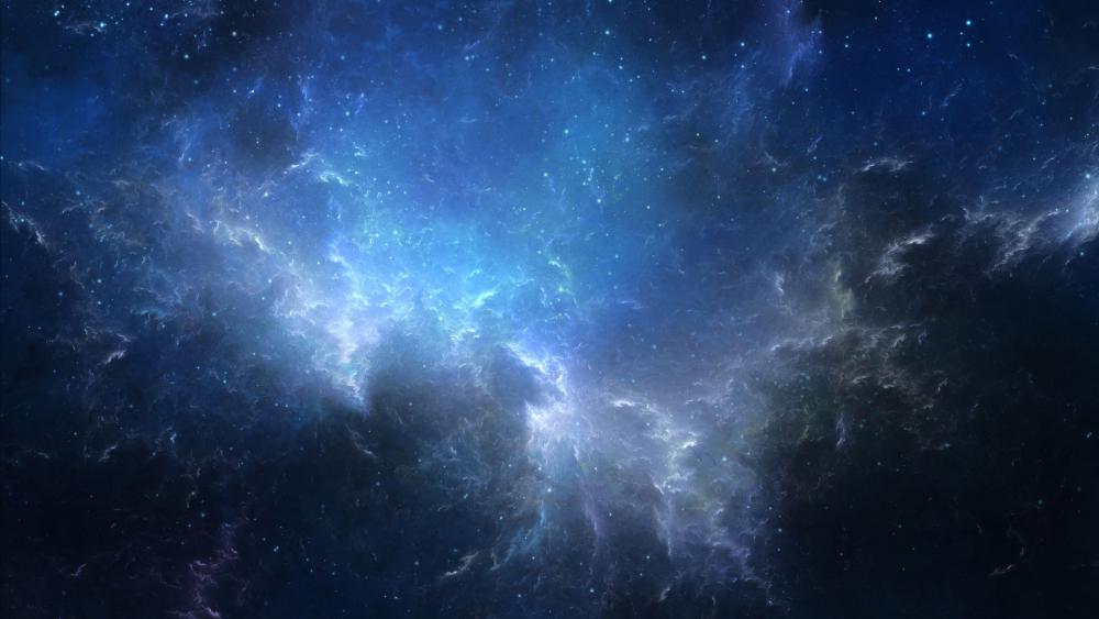 Ethereal Cosmic Nebula in Blue wallpaper