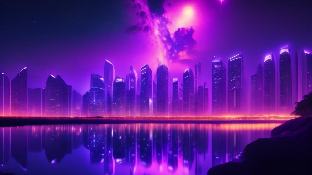 Purple city wallpaper