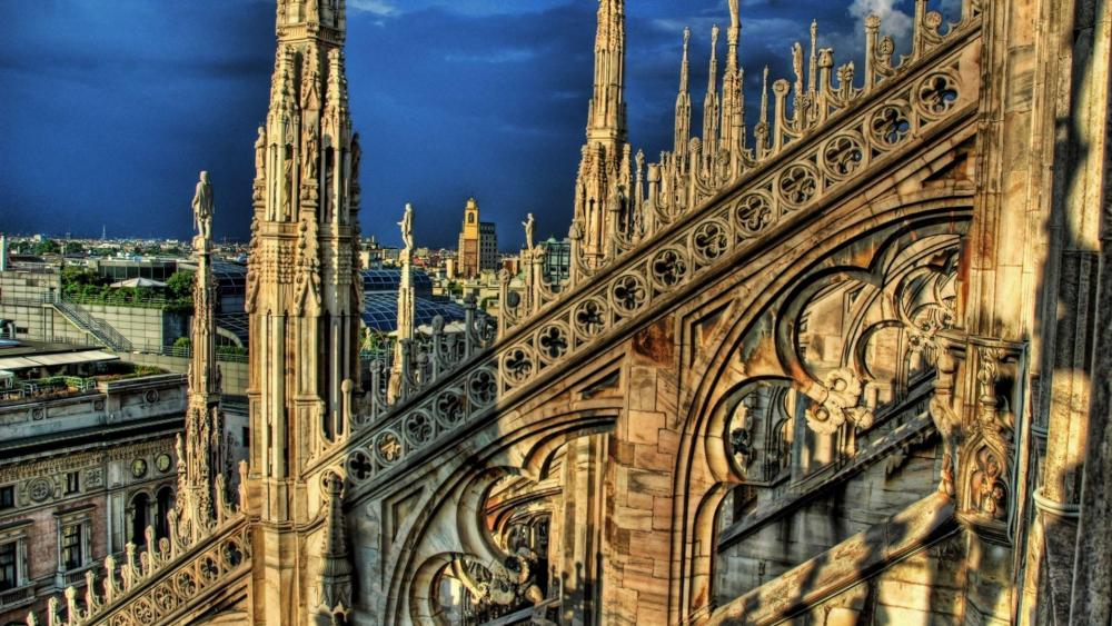 The Cathedral of Milan from above wallpaper