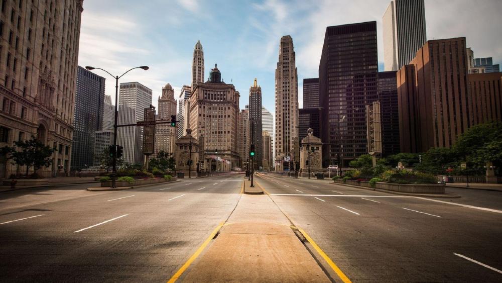 Empty street in Chicago wallpaper