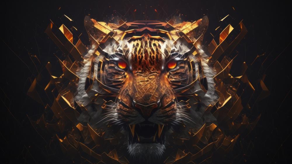 Fierce Digital Tiger Emergence wallpaper