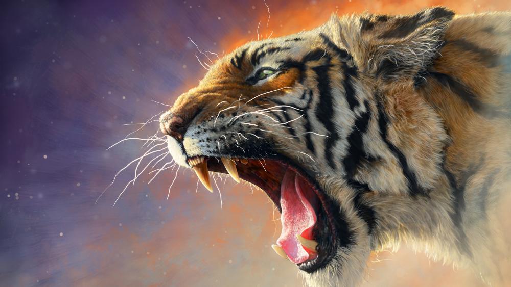 Majestic Tiger's Roar Unleashed wallpaper