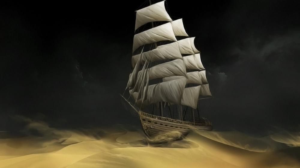 Desert ship wallpaper