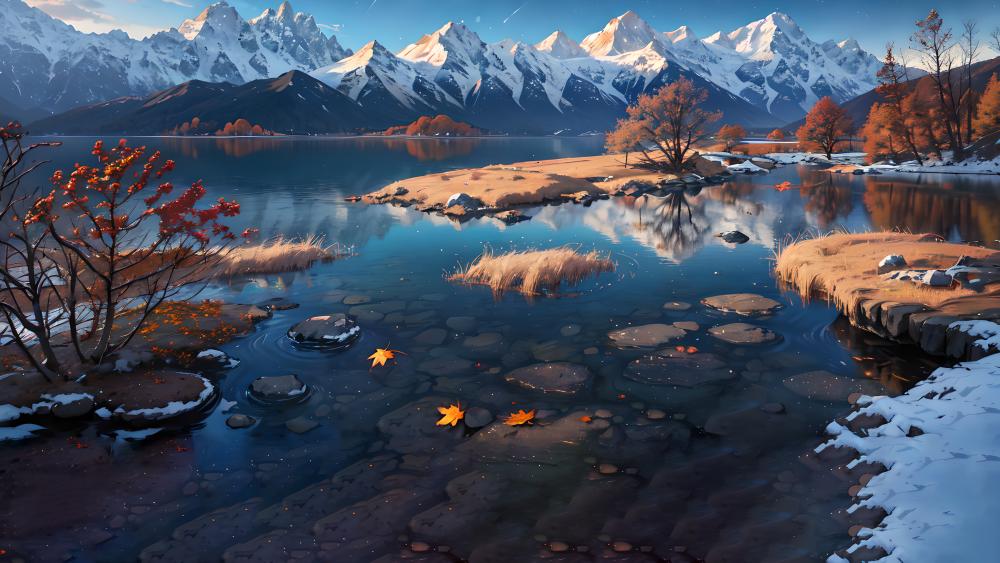 Autumn Serenity by the Mountain Lake wallpaper
