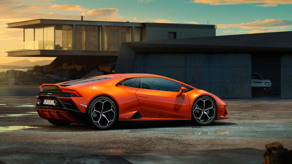 Sunset Dream Ride with Lamborghini Huracán EVO wallpaper