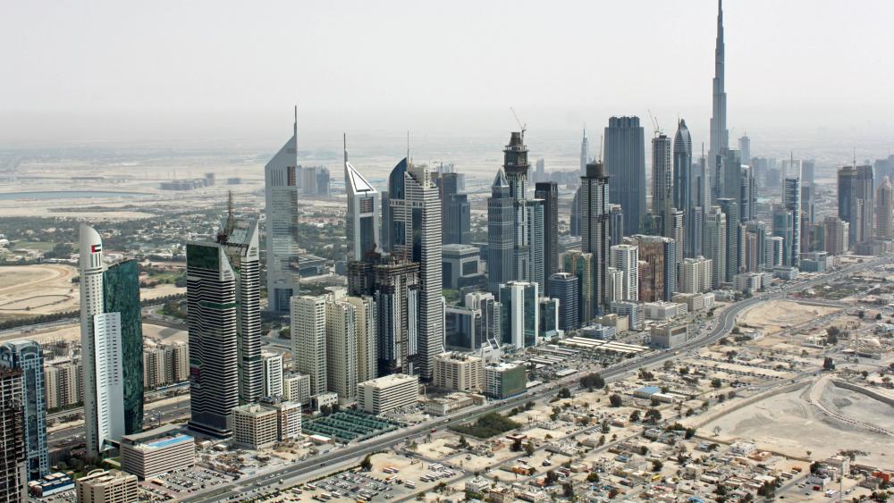 Bird's Eye View of the Dubai Skyline wallpaper