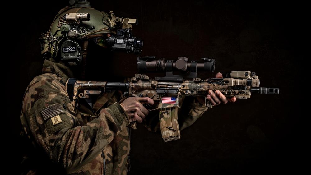 Elite Soldier in Camouflage With Tactical Gear wallpaper