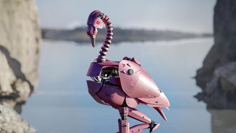 Robot flamingo wallpaper