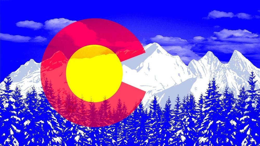 Colorado flag with mountains wallpaper