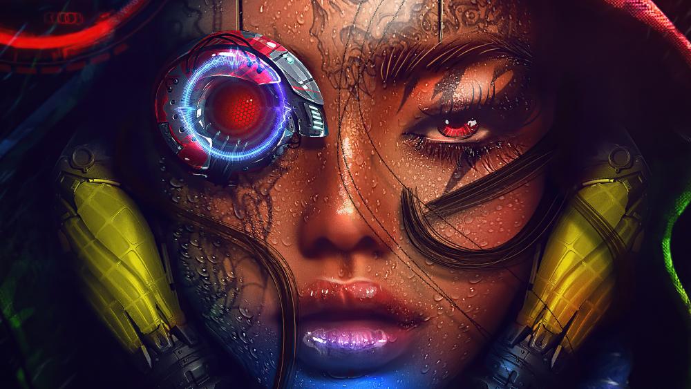 Cybernetic Visionary Gazing into the Future wallpaper