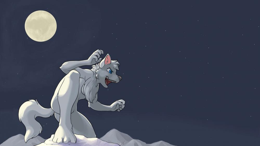 Moonlit Transformation of a Furry Creature wallpaper