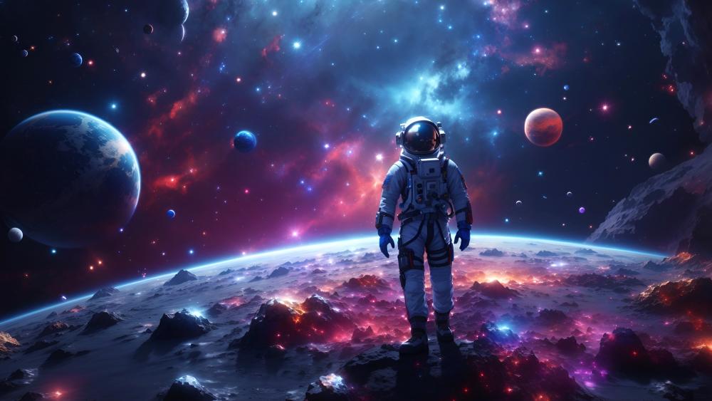 Astronaut's Odyssey Through the Cosmic Seas wallpaper