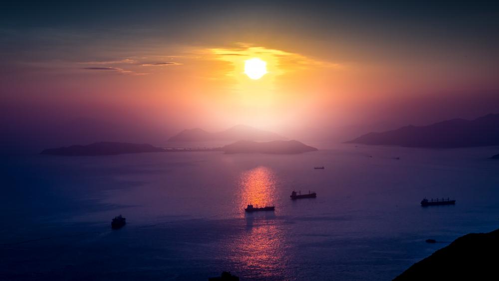 Sunrise over Hong Kong Bay wallpaper