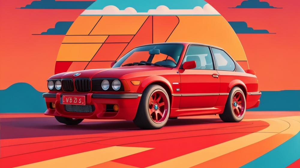 Retro red BMW wallpaper