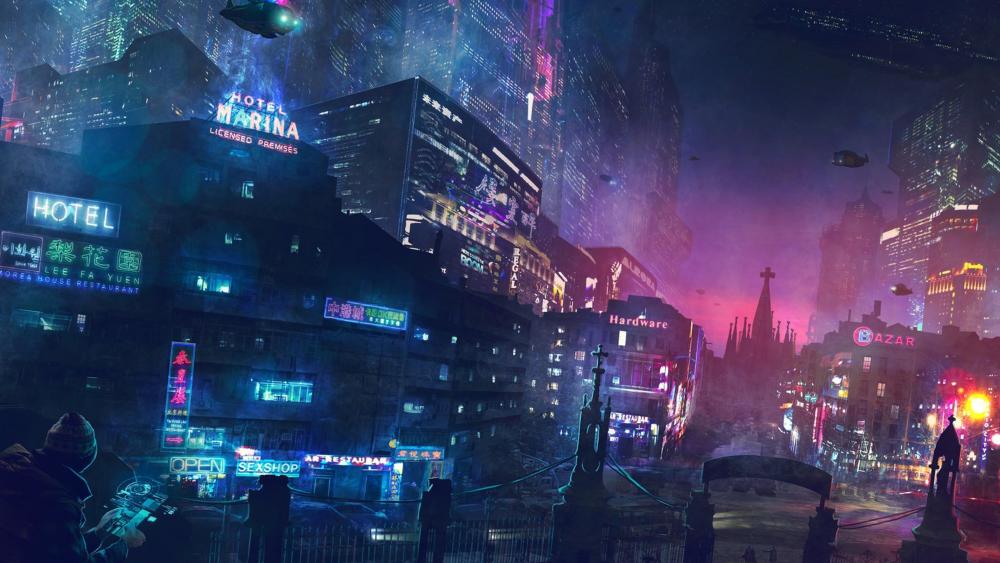 Cyber city wallpaper