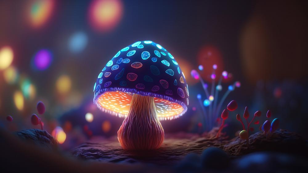 Mystical Glow of Enchanted Mushrooms wallpaper