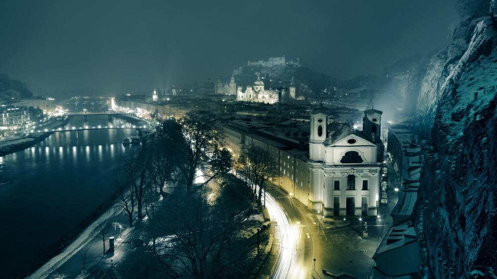 Salzburg long-exposure photo wallpaper