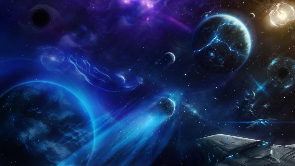 Galactic Voyage Through Cosmic Wonders wallpaper