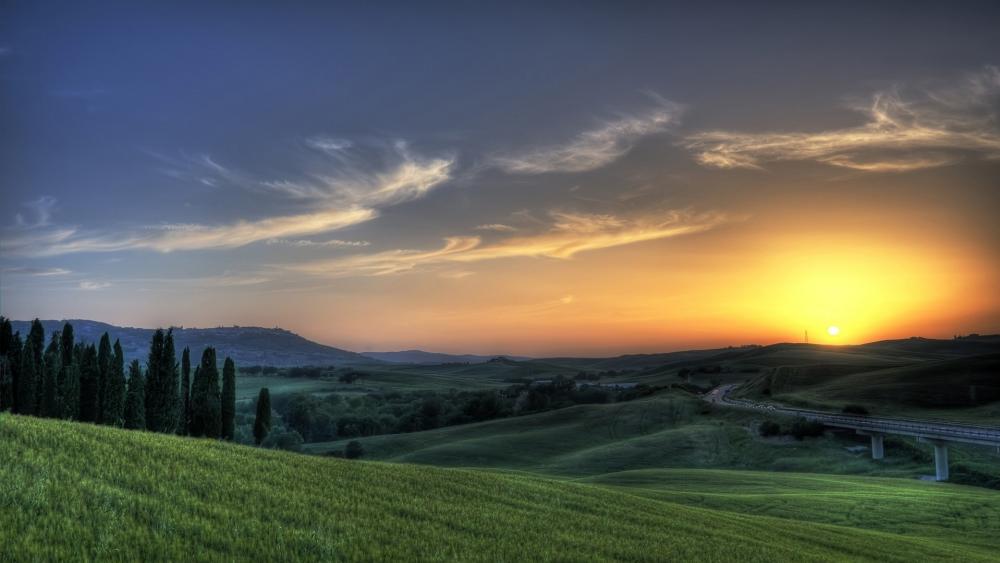 Tuscany sunset wallpaper