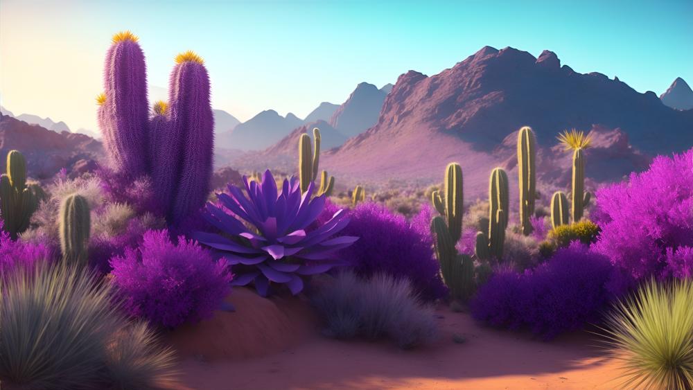 Purple cactus wallpaper