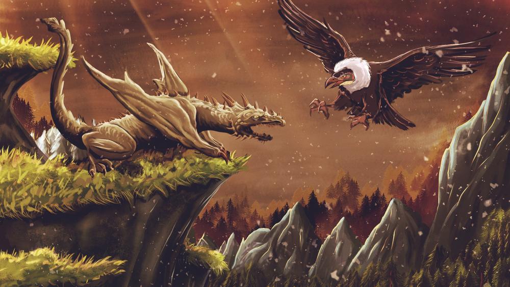 Dragon vs Vulture wallpaper