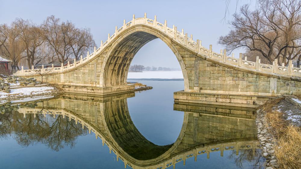 Yudai Bridge (Jade Belt Bridge) in winter /Summer Palace, China/ wallpaper