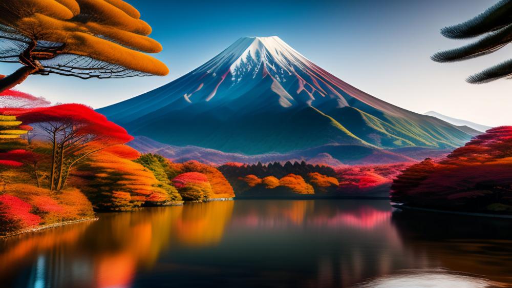 Mount Fuji in Autumn Bliss wallpaper