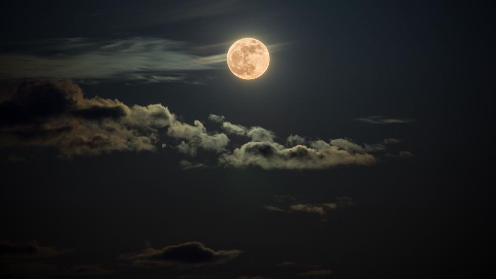 Luminous Full Moon over Tranquil Night Sky wallpaper