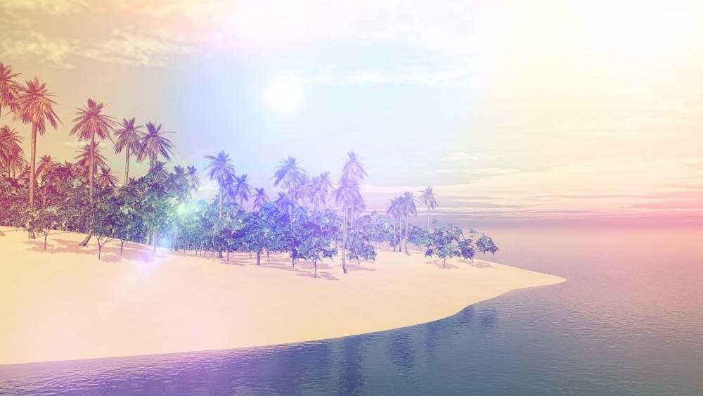 Idyllic island digital landscape wallpaper