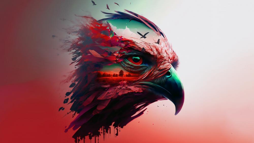 Majestic Eagle in Surreal Flight wallpaper