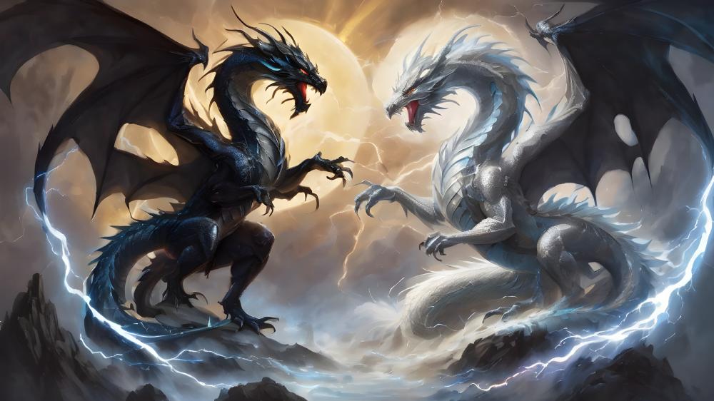 yin yang dragons wallpaper