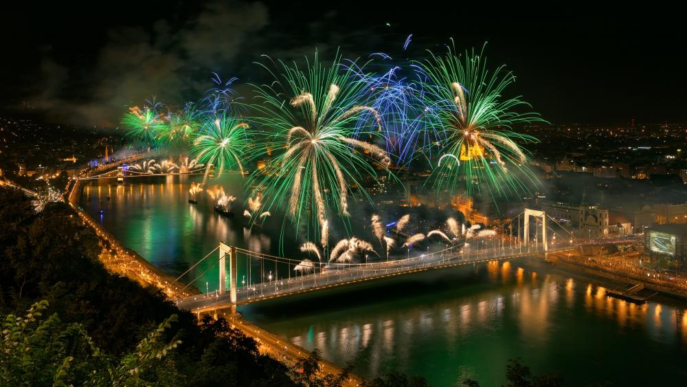 Budapest New Year Fireworks wallpaper