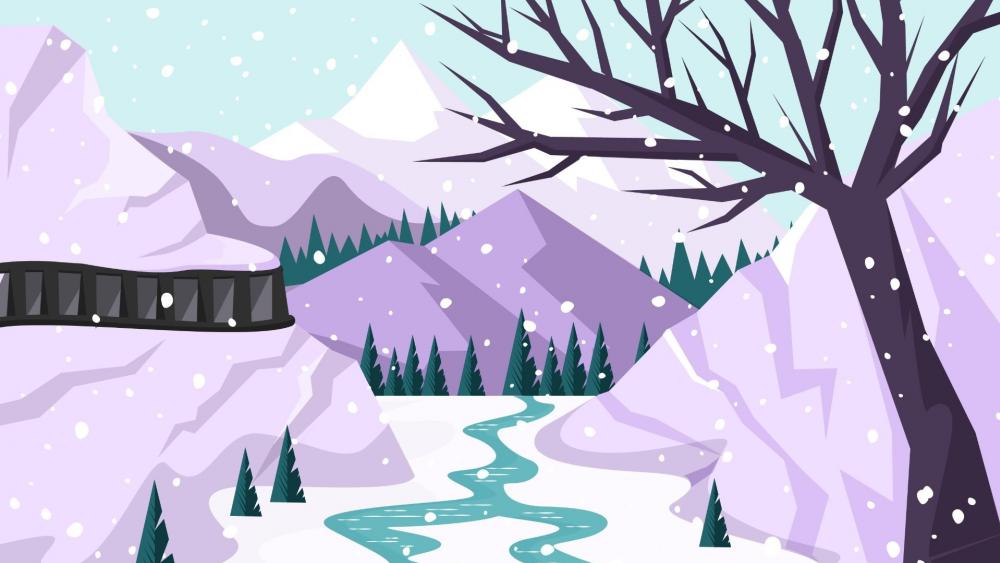 Minimal winter landscape wallpaper