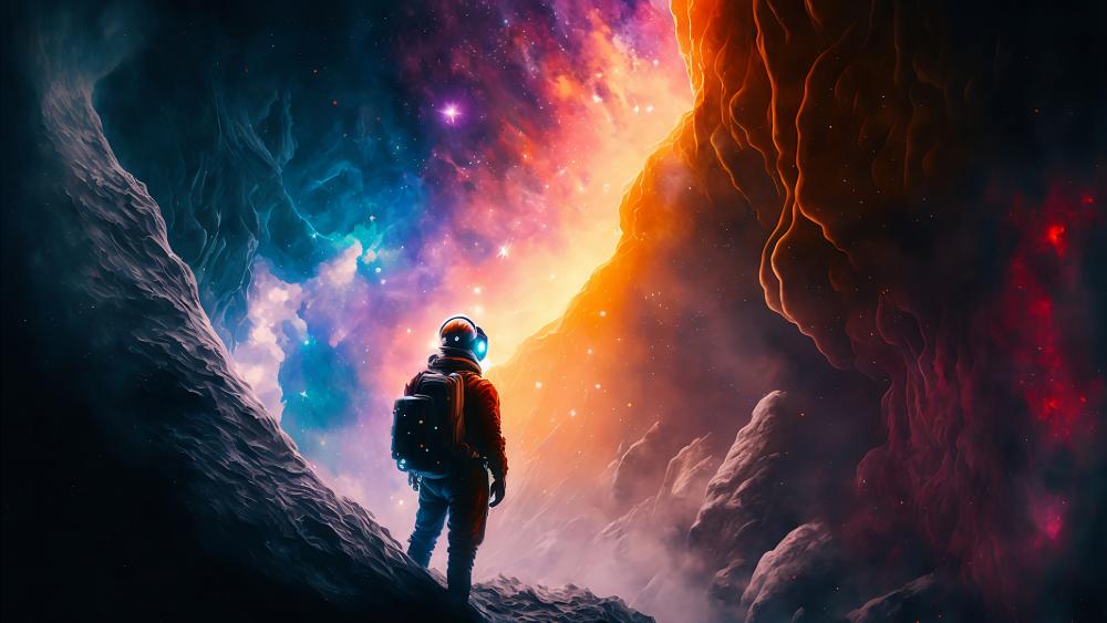 Astronaut's Odyssey Through Cosmic Canyons wallpaper