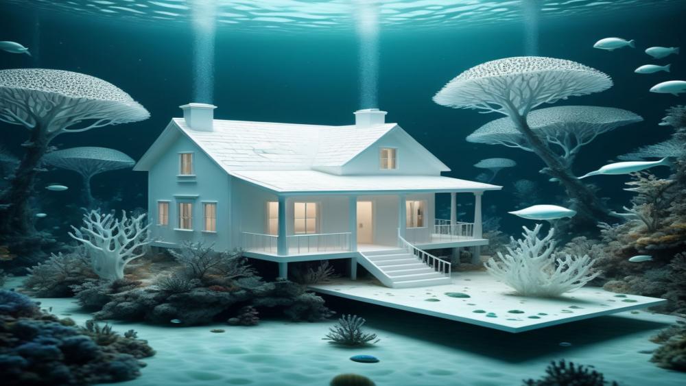 Subaquatic Abode Amongst Coral Reefs wallpaper