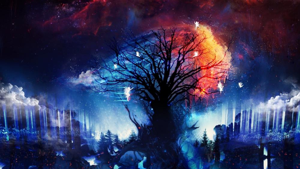 Cosmic Wisdom Tree wallpaper