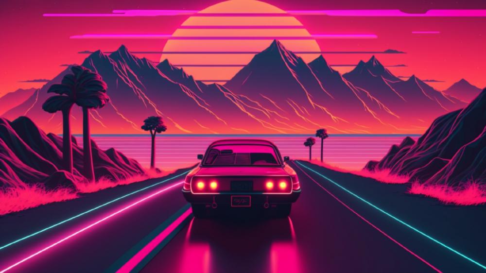 Synthwave Sunset Drive wallpaper