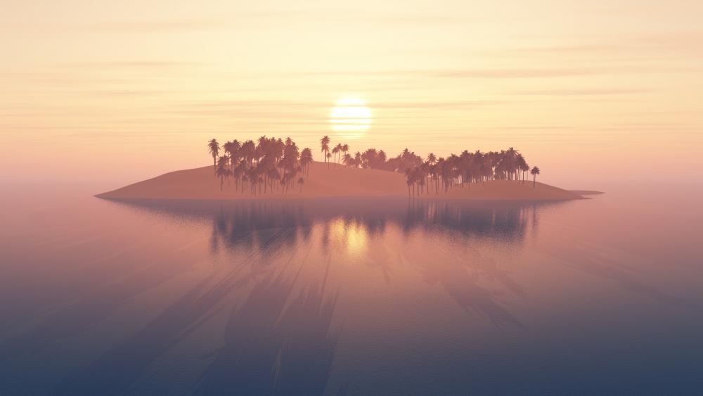 Serene Island Sunset wallpaper