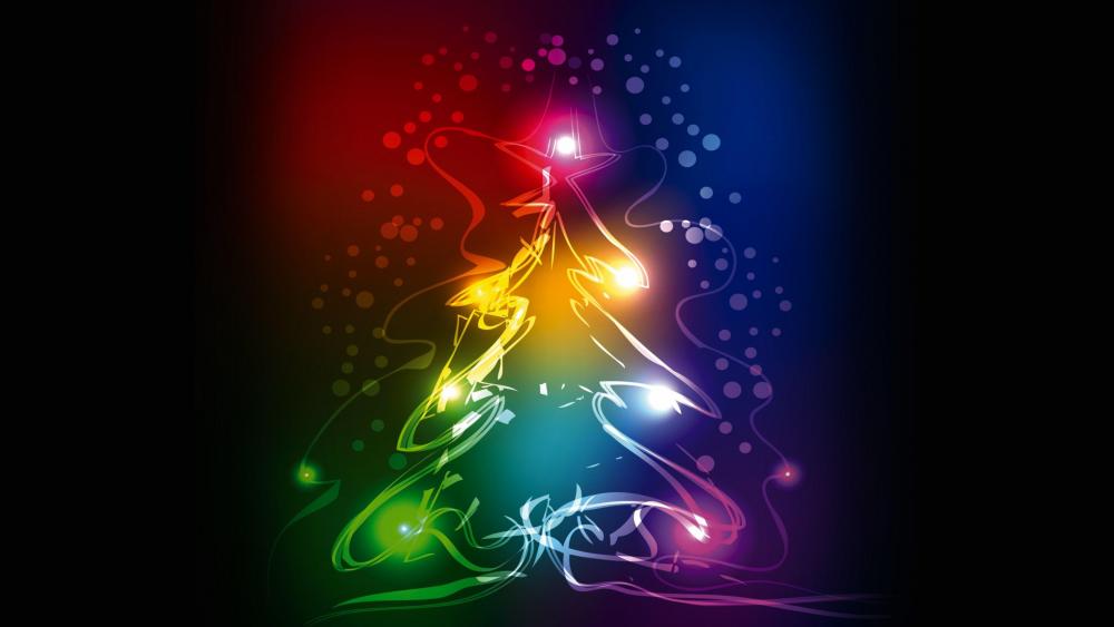 Vibrant Neon Christmas Tree wallpaper