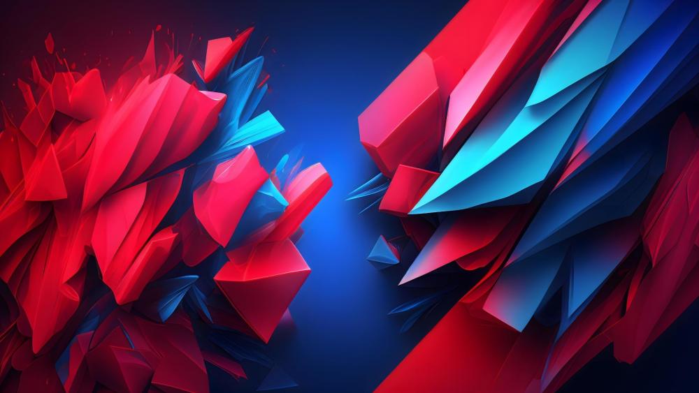 Abstract Red and Blue Geometric Clash wallpaper
